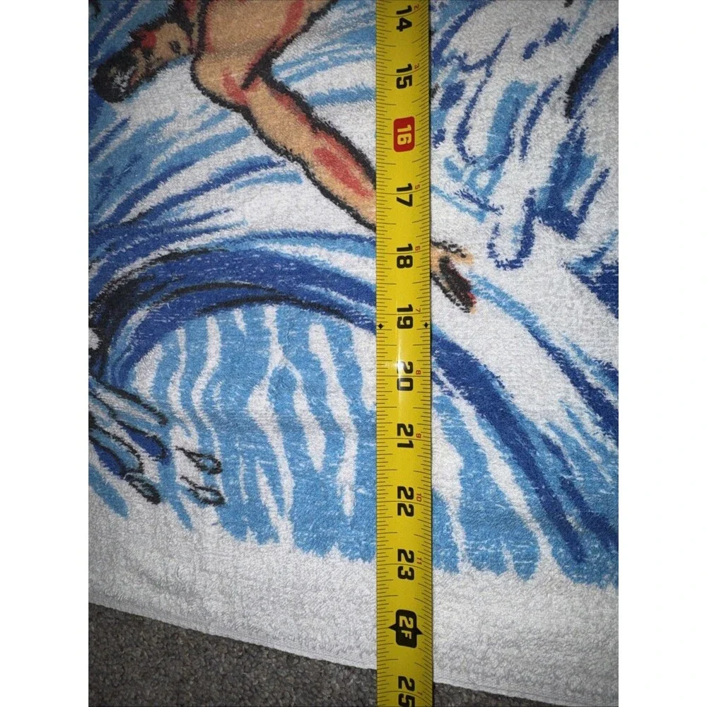 Vtg Surfer Bikini Wave Beach Towel 48x24” Couple Groovy 1960’s A Jay Original